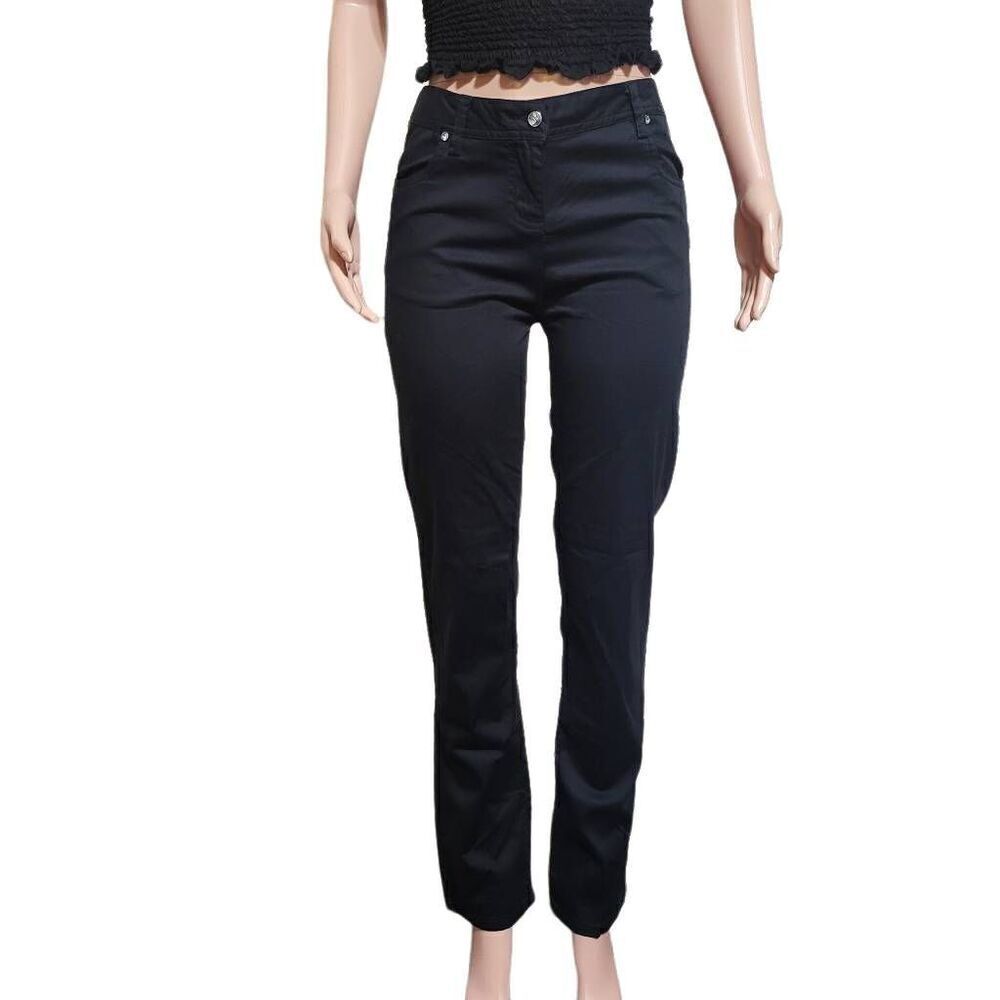 Bogari women black mid rise straight Denim Pants 10/M